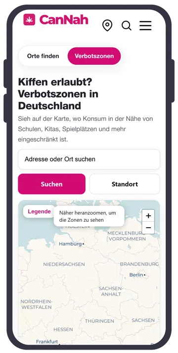 Cannabis-Verbotszonen-Karte in der CanNah App